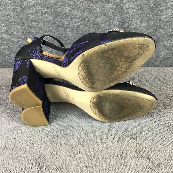 Jewel by Badgley Mischka Blue Floral Pumps Women's Sz 8 Rhinestone Strappy Party - Picture 12 of 14